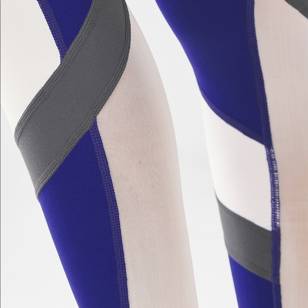 Fabletics Mid Rise Mesh Powerhold Blue Leggings - Picture 3 of 8